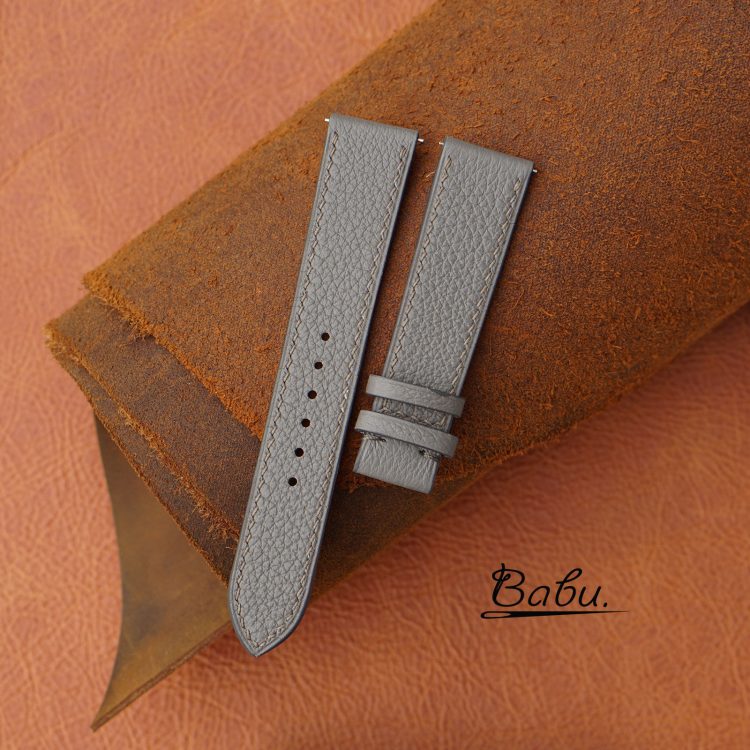 Quick release Grey Togo calf leather watch band SW238