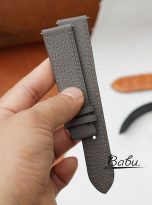 grey togo calf leather watch band handmade with quick release spring bars (2)