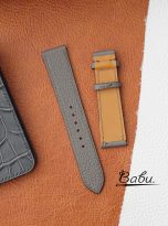 grey togo calf leather watch band handmade with quick release spring bars (4)