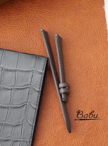 grey togo calf leather watch band handmade with quick release spring bars (5)
