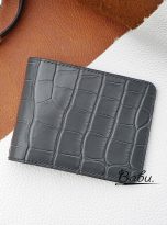 slim alligator leather wallet – minimal wallet handmade in dark grey (3)