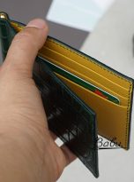 dark green alligator leather money clip wallet handmade (1)