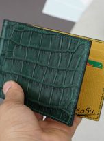 dark green alligator leather money clip wallet handmade (10)