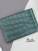 dark green alligator leather money clip wallet handmade (2)