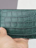 dark green alligator leather money clip wallet handmade (5)