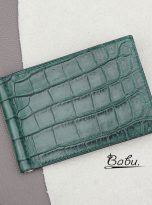 dark green alligator leather money clip wallet handmade (6)